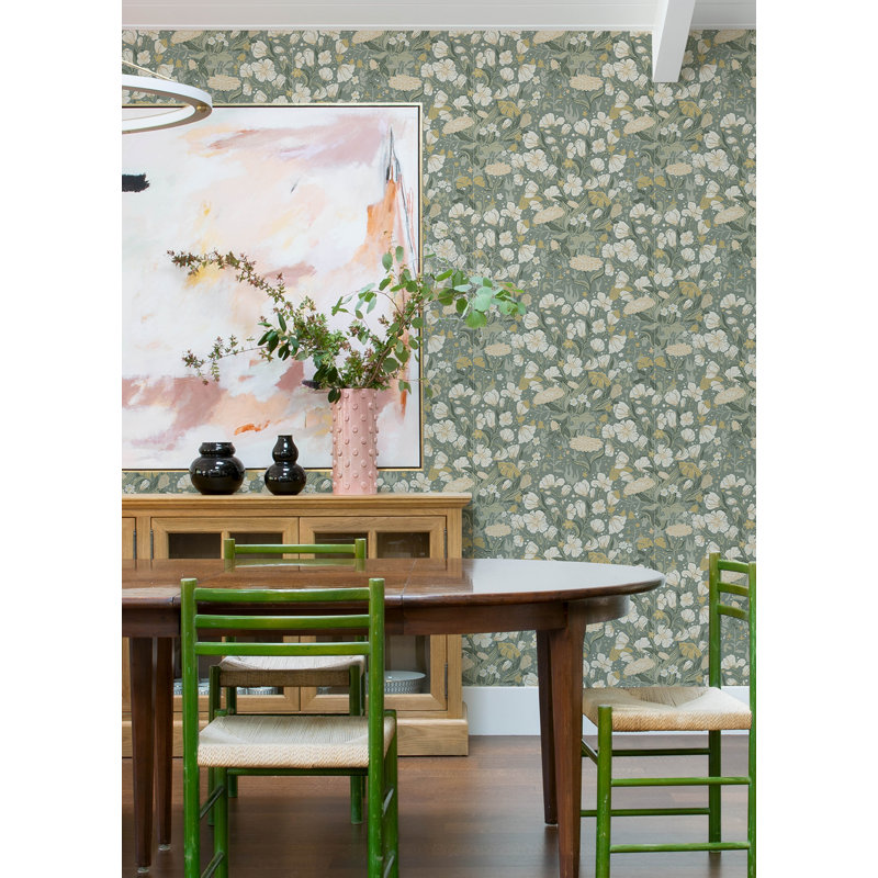 Wallpaper Roll, Yellow/Ivory/Green