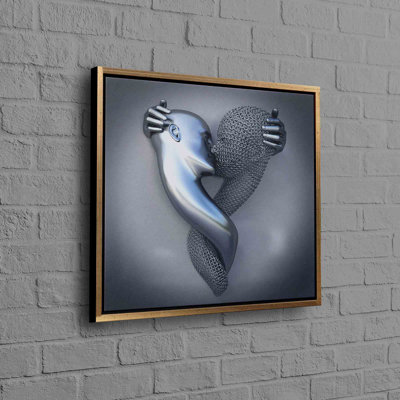 Art mural 3D sur toile de coton «Embraces amoureux», idéal pour rehausser l'ambiance romantique d'une chambre à coucher
