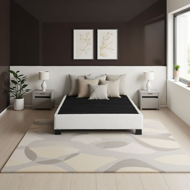 Base de lit tapissier très moderne Modern Contempo, avoine, Très grand, Beige