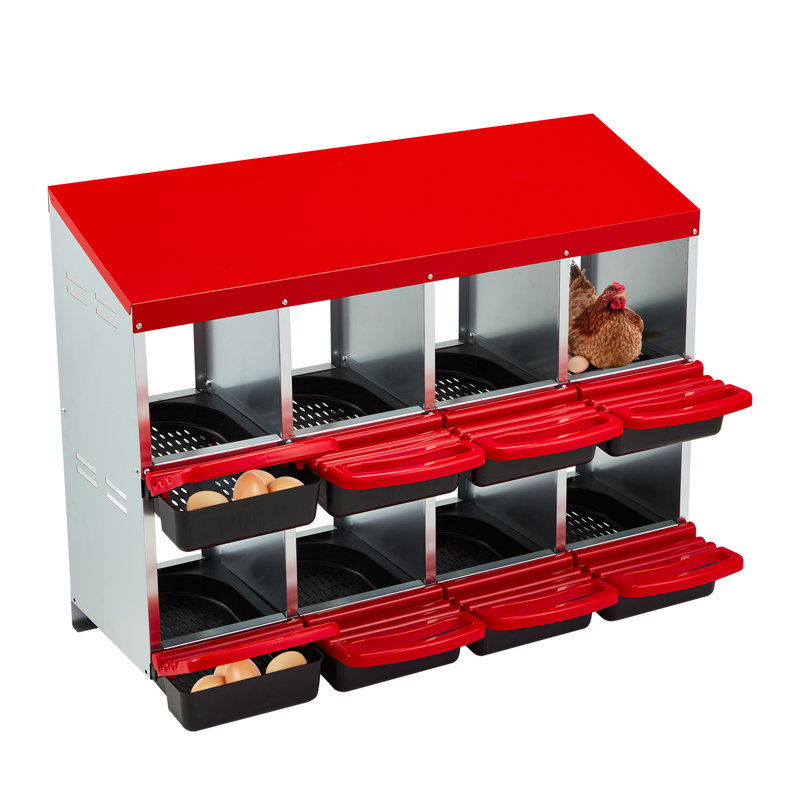 Boîte de nidification pour poulets en métal à 8 compartiments
