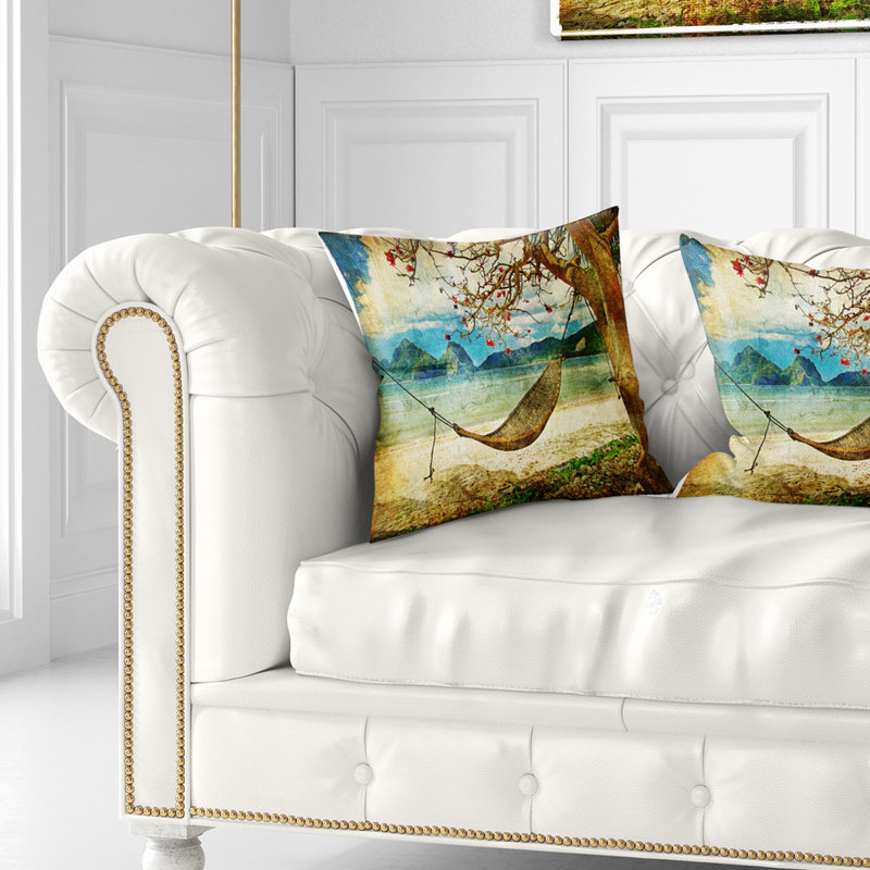 Coussin décoratif imprimé de couchage tropical en paysage digital art landscape, 16 po x 1 po, Coussin décoratif