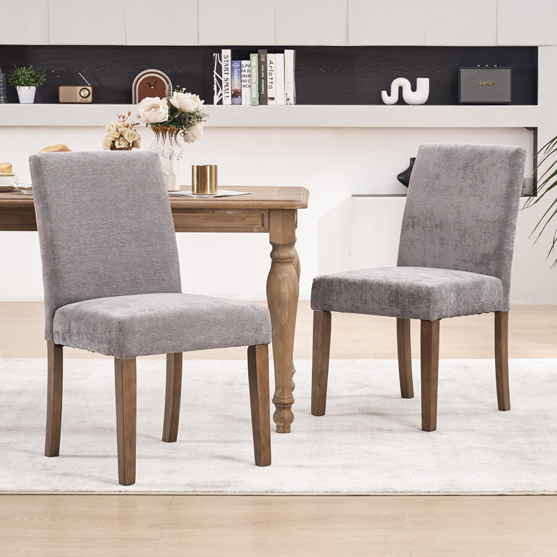 Upholstered Wood Dining Chair, Gray