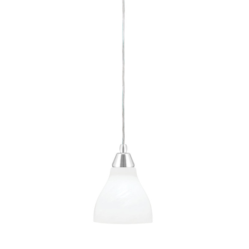 Mini-luminaire suspendu tout verre avec verre marbré blanc 6,25 po, Chrome