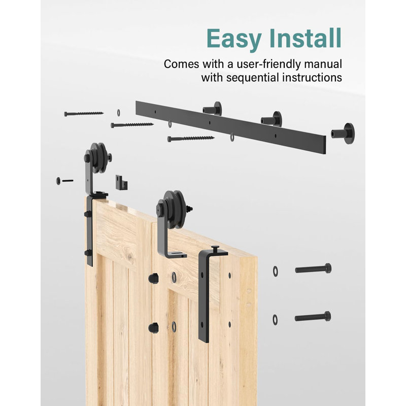 Ensemble de quincaillerie de porte de grange pliable noire (portes non incluses), 60 po