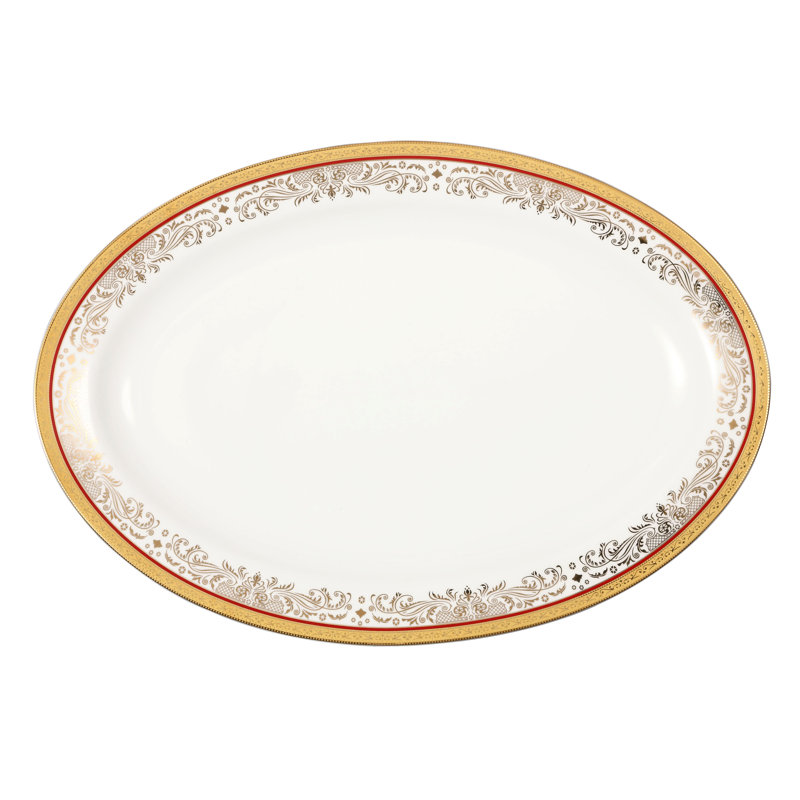 Elegant White and Gold Porcelain Dinnerware Set, Service for 8