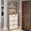 Armoire à chaussures en bois, 3 portes et 2 tiroirs, équipée de cintres et d'un espace de rangement spacieux