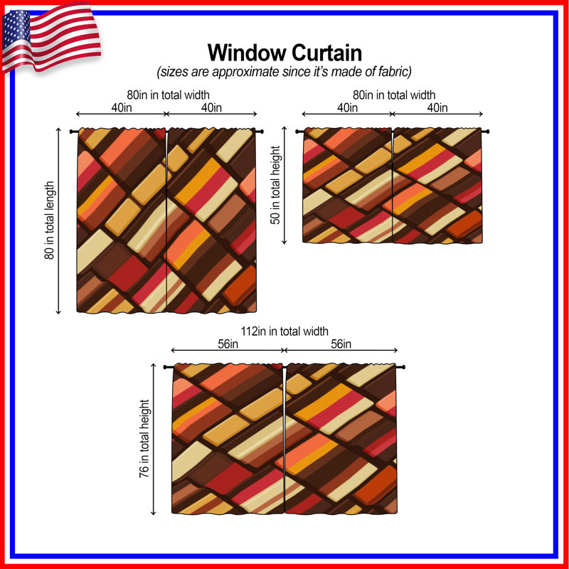 Rideaux géométriques abstraits transparents et obscurcissants - 2 panneaux, 20in x 60in - 2 panels, Transparent