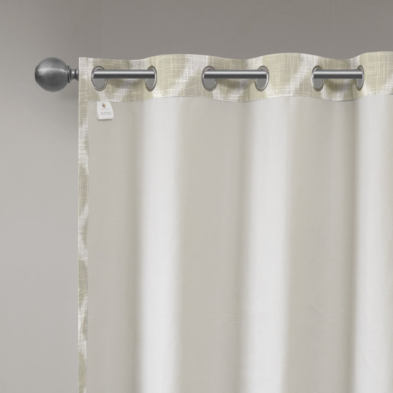 Blakesly Printed Ikat Blackout Single Curtain Panel, 100"W x 84"L, Taupe