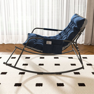 Chaise berçante avec rangement, coussins et accoudoirs, fauteuil inclinable confort toutes saisons, chaise longue ergonomique respirante pour la chambre à coucher, le salon, le patio, le jardin
