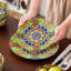 Ensemble 12 pièces de vaisselle, assiettes et bols 12 pièces, vaisselle en porcelaine pour 4 personnes, va au micro-ondes et au lave-vaisselle, résistante aux égratignures, service de vaisselle style bohémien pour 4, série SIMI