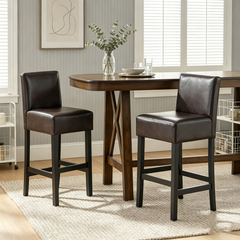 Tabouret de comptoir de 26 po en cuir brun