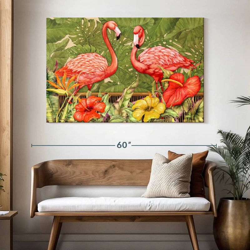Flamant rose tropical, H 34 po x l 51 po