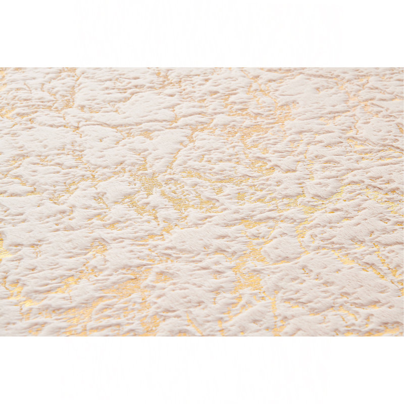 Tapis en fausse fourrure de luxe à motif doré et doré lavable à la machine Luxury, Rectangle 4pi x 6 pi