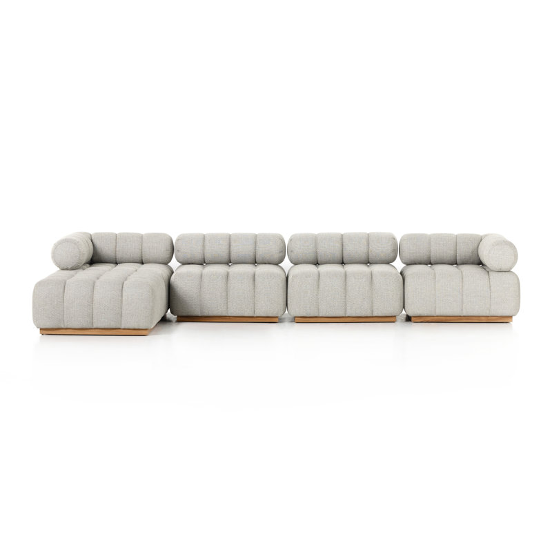 Canapé modulaire de 146 po Martinique, Coussin en frêne Faye / structure en teck naturel