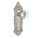 Victorian Plate with Decorative Keyhole and Round Clear Crystal Door Knob
