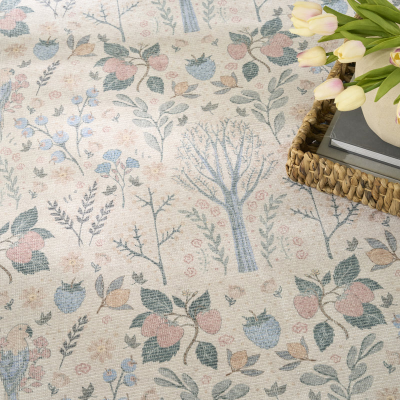 Tapis ivoire multicolore moderne 4 pi x 6 pi Nourison Botanical Washables, Multicolor Ivory, Rectangle 4pi x 6 pi