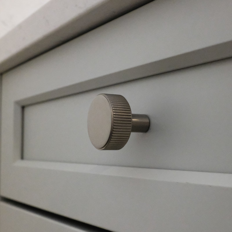 Ribbed Circle Knob, Satin Nickel