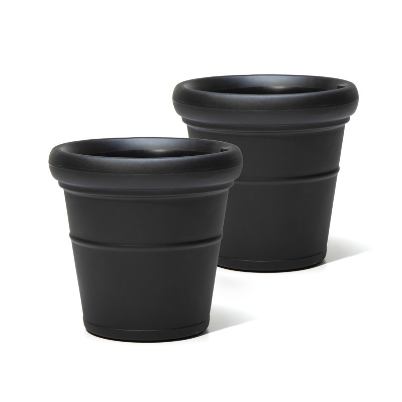 Step2 Claremont Round Plastic Outdoor Planter Pot, Black, 1