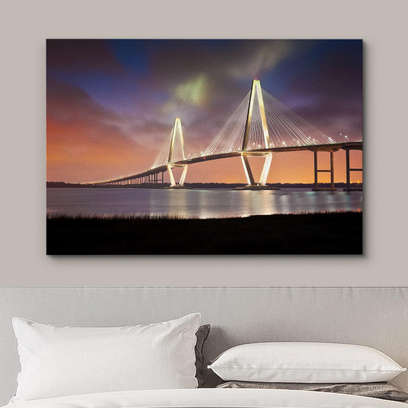 Architecture, bâtiment, Arthur Ravenel, pont Cooper River, Charleston, Caroline du Sud, Toile tendue