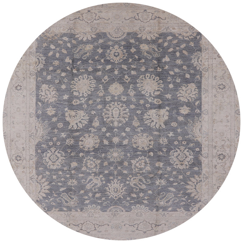 Tapis oriental noir / beige Krkur, Rond 5 pi