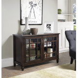 Connaught 46"W Solid Wood 2-Shelf Low Storage Cabinet with Glass Doors