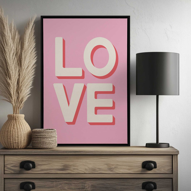 «Love Love» par Garima Dhawan, impression sur toile, H 48 po x l 36 po, Cadre flottant, Noir