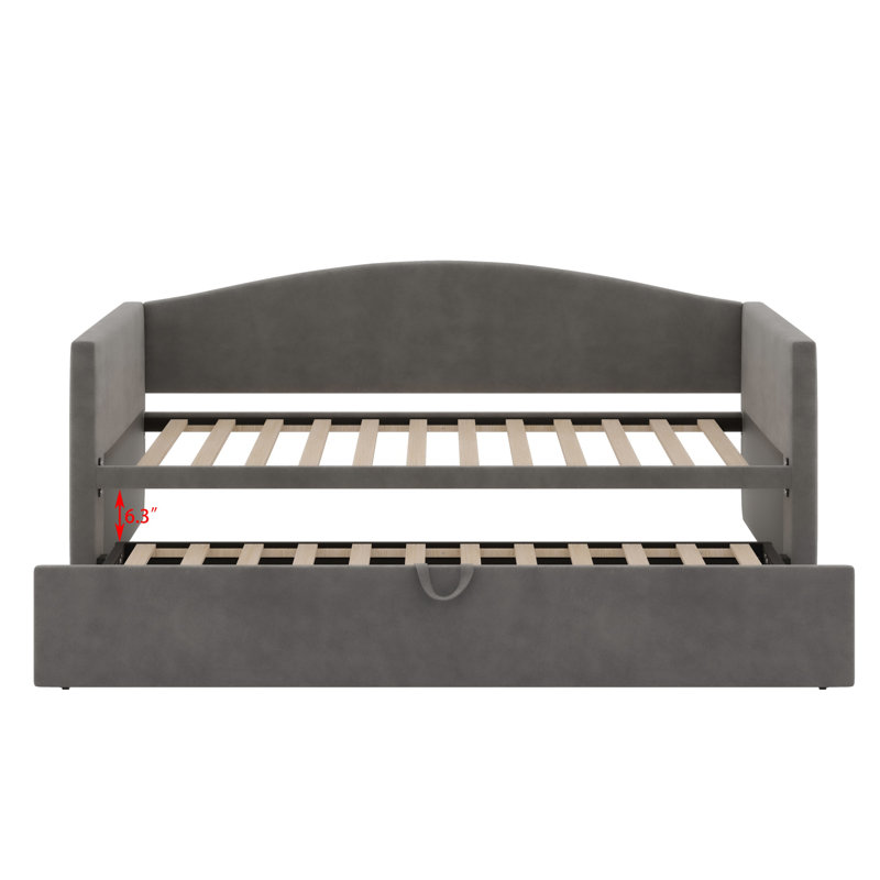 Daybed With Extended Pop Up Trundle, Gray