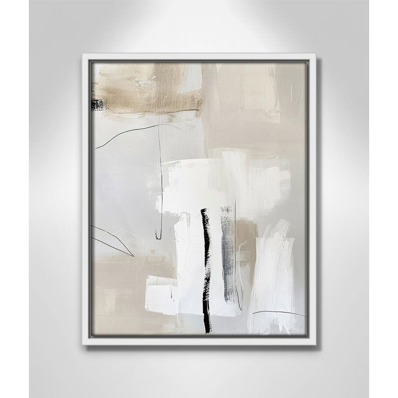 «Neutral Balance II» par Lazar Studio, Framed Canvas, L 12,5 po x H 15,5 po, Flotteur blanc