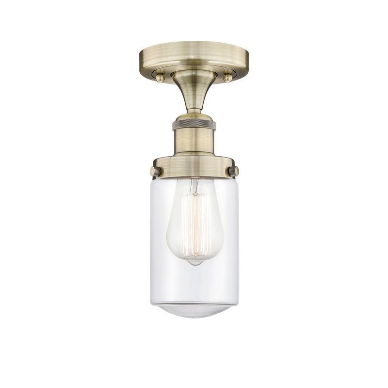 Erkson Glass Semi Flush Mount, Antique Brass, Clear