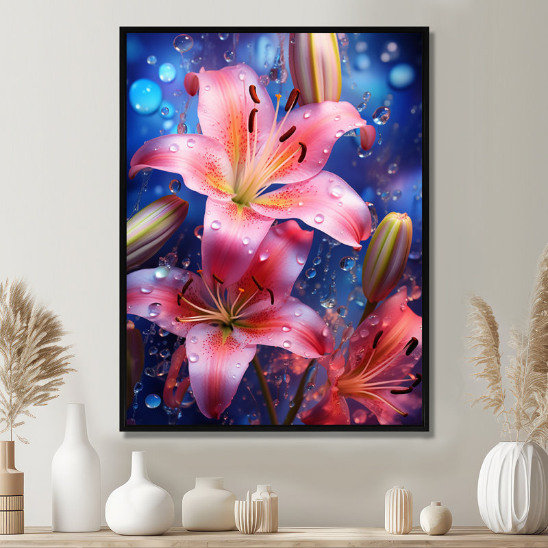 Rumley - Lily, art mural du salon, Cadre flottant noir, bois massif, H 40 po x l 30 po