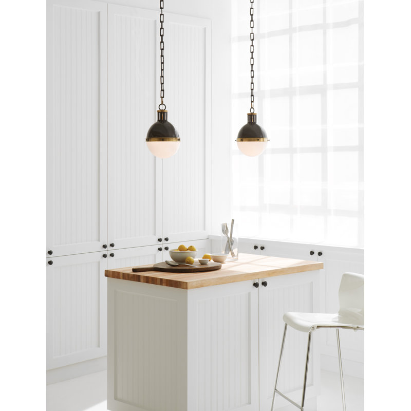 Thomas O'Brien Hicks 1 - Light Small Pendant, Hand-Rubbed Antique Brass, 18.25" H x 13.25" W x 13.25" D