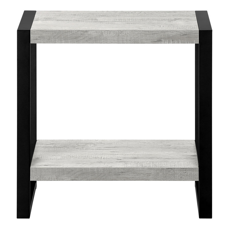Table d'appoint, côté, bout, table de chevet, lampe, salon, chambre à coucher, stratifié gris, métal noir, industriel, Gris