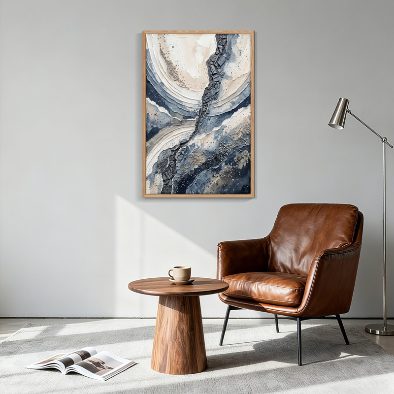 Abstrait art mural marbré sur toile, ensemble de 1, Natural, H 24 po x l 18 po