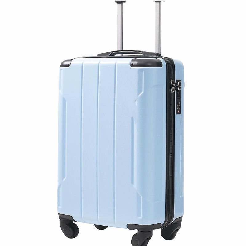Bagage à main 20 pouces Hardshell, valise légère en ABS durable avec roulettes, serrure TSA intégrée, 2 cubes de rangement, bleu ciel