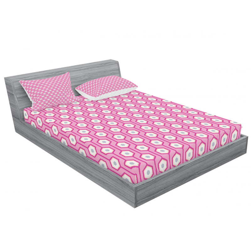Microfiber Geometric Sheet Set, Full/Double Sheet Set with Fitted Sheet