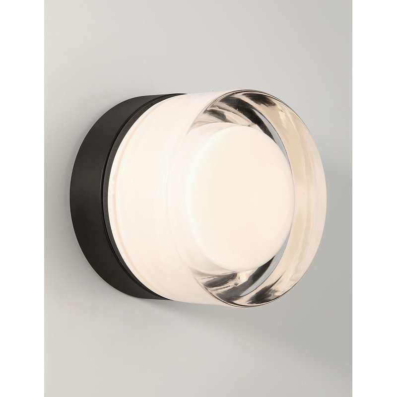 Sternn, Outdoor, 5", Matte Black, Clear Smooth Glass, Clear Smooth Glass
