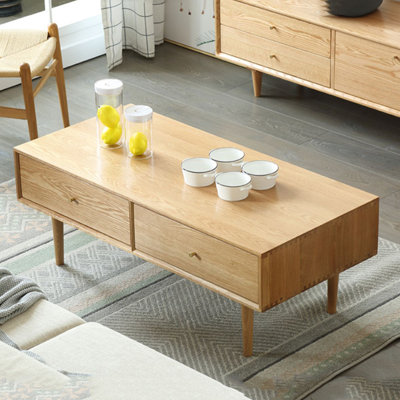 Simple rectangular solid wood coffee table