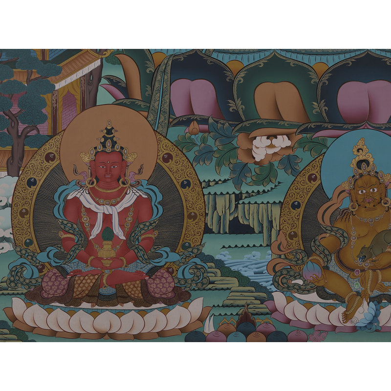 Déesse Tara blanche - divinité tibétaine (Thangka sans brocart) | Or pur 24 carats avec peinture acrylique