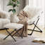 Upholstered Faux Fur Butterfly Chair With Footstool-537738402
