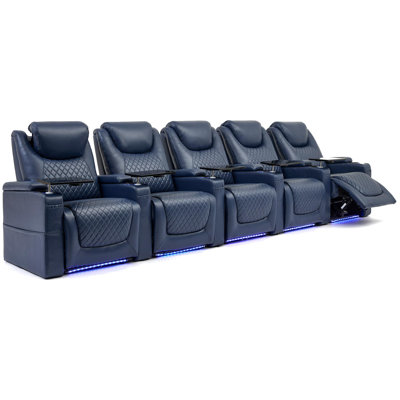 Home Theater Seating Seats, Theater Recliner Chair Sofa Game Movie Theater Chairs With 7 Colors Ambient Lighting, Lumbar Pillow, Side Pocket, Tray Tab by Brayden Studio
