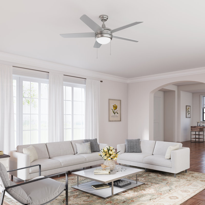 Ventilateur de plafond d'intérieur 5 pales Crowe, Nickel brossé