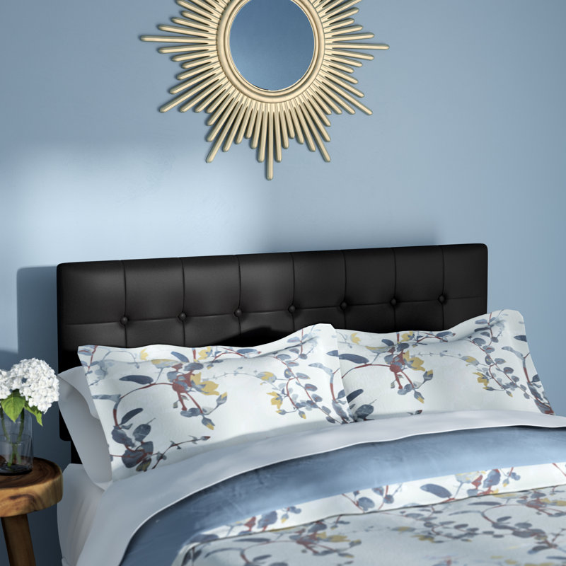 Ciriaca Button Tufted Upholstered Headboard, Queen, Black