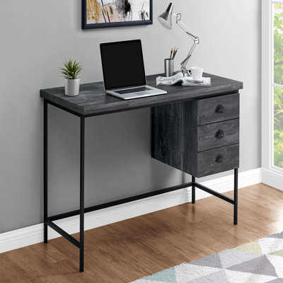 Computer Desk, Home Office, Laptop, Storage Drawers, 55"L, Work, Black Laminate, Black Metal, Contemporary, Modern