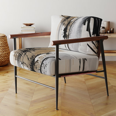Chaise avec accoudoirs contemporaine noire, blanche et dorée Expression II