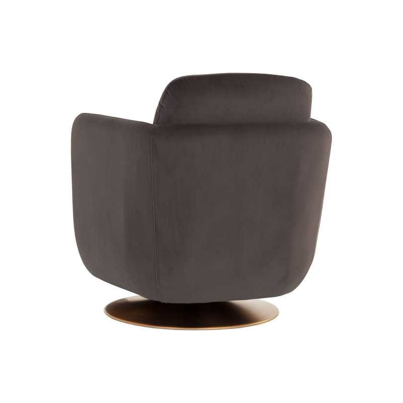 Swivel Lounge Chair, Gray Polyester