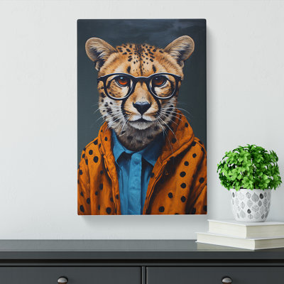 Cheetah With Glasses - Print on Canvas