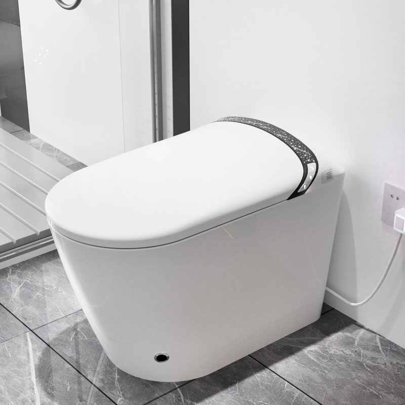 Elongated White Smart Toilet With Auto Open/Close Lid, Foot Sensor Function, 1.28 Siphonic Jet Flushing, Multiple Washing Modes, And Heated Seat For A Hygienic Bathroom