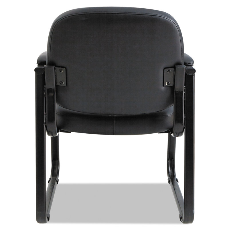 Black Fabric and Metal Sled Base Guest Chair