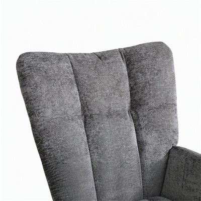 Chaise berçante moderne pour chambre de bébé, fauteuil d'allaitement coulissant à dossier haut en chenille avec anneau latéral décoratif et support lombaire à coussin gonflable, fauteuil confortable pour chambre de bébé, salon et chambre à coucher