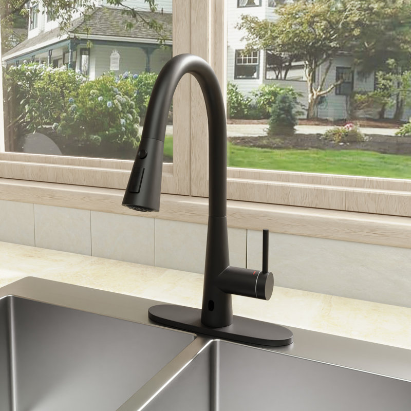 Clihome Pull Down Touchless Kitchen Faucet, Matte Black